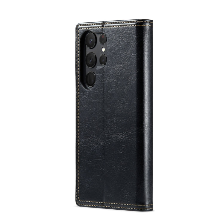 For Samsung Galaxy S23 Ultra 5G FIERRE SHANN Vintage Bark Texture Wallet Leather Phone Case