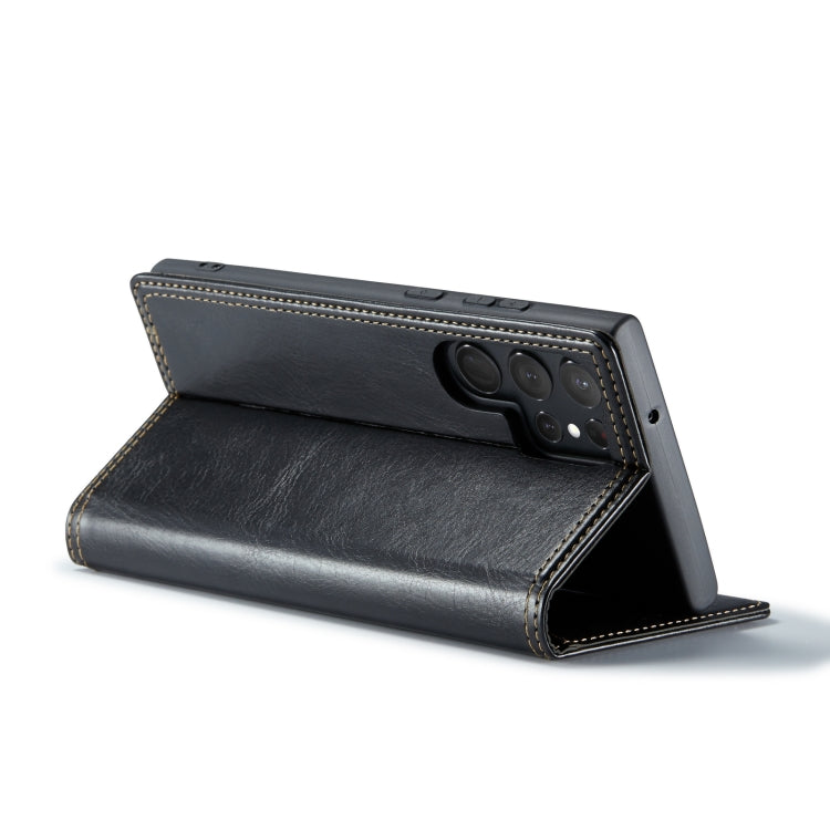 For Samsung Galaxy S23 Ultra 5G FIERRE SHANN Vintage Bark Texture Wallet Leather Phone Case