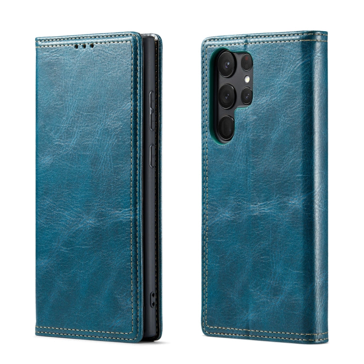 For Samsung Galaxy S23 Ultra 5G FIERRE SHANN Vintage Bark Texture Wallet Leather Phone Case