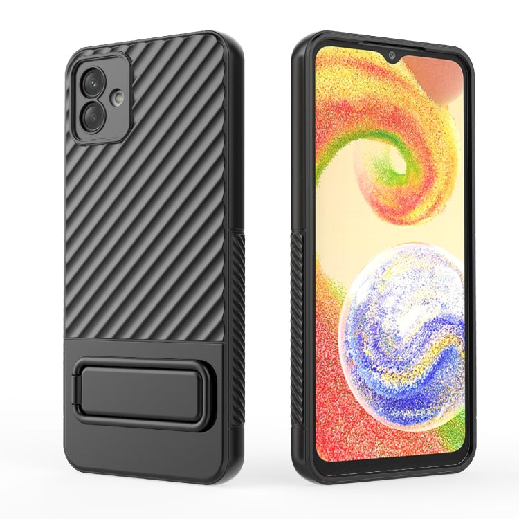 For Samsung Galaxy A04 4G Wavy Texture TPU Phone Case with Lens Film