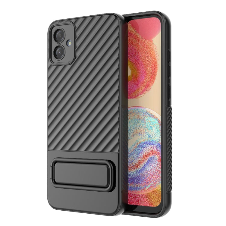 For Samsung Galaxy A04e 4G Wavy Texture TPU Phone Case with Lens Film