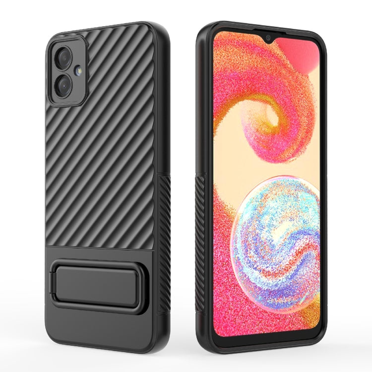 For Samsung Galaxy A04e 4G Wavy Texture TPU Phone Case with Lens Film