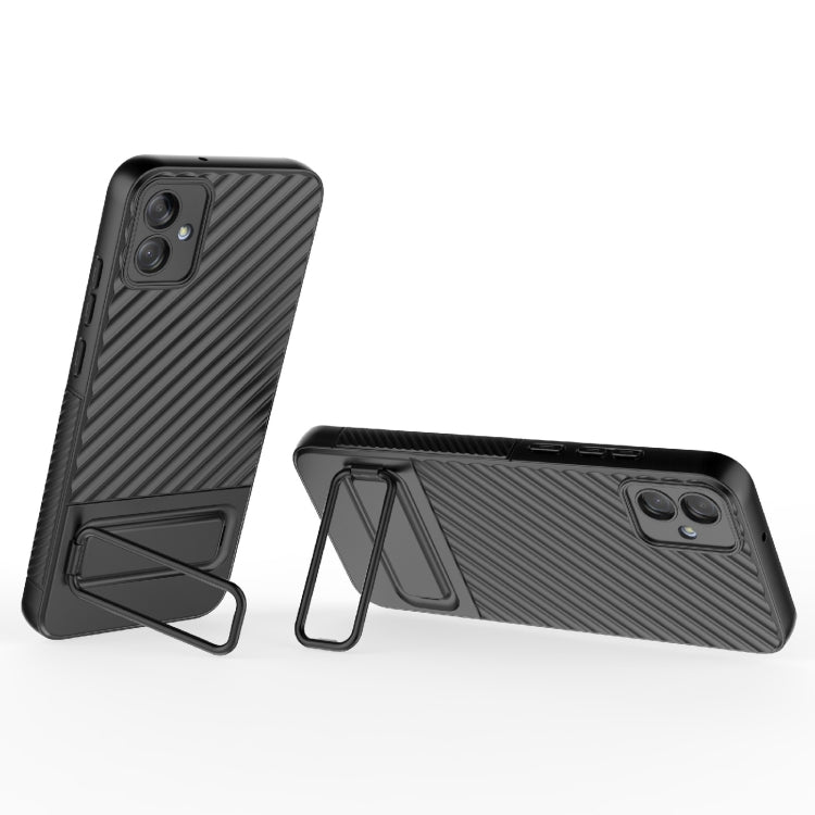For Samsung Galaxy A04e 4G Wavy Texture TPU Phone Case with Lens Film