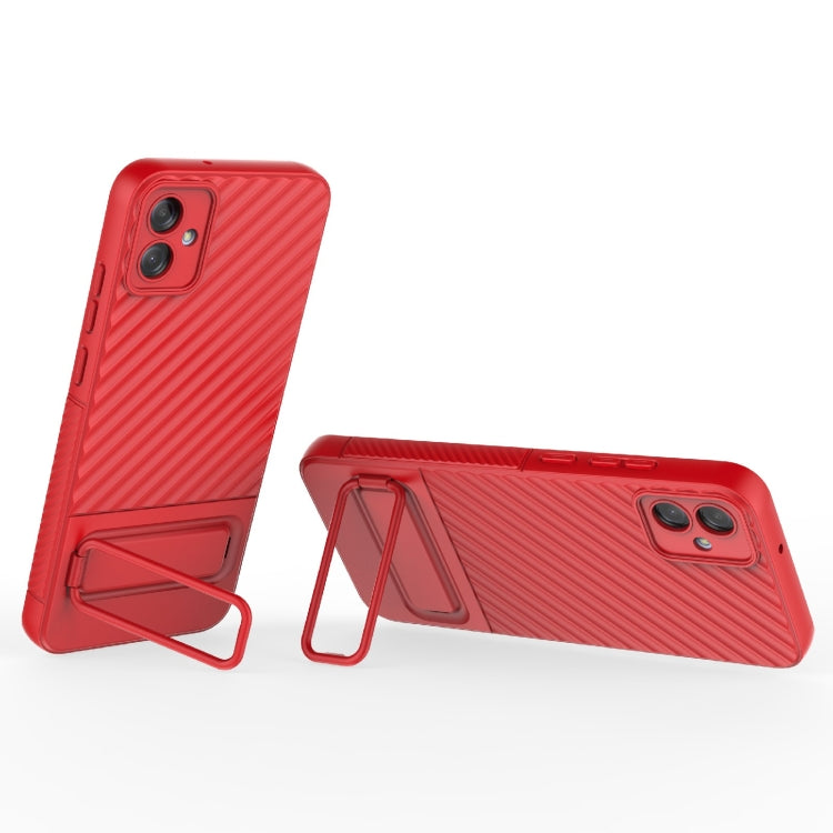 For Samsung Galaxy A04e 4G Wavy Texture TPU Phone Case with Lens Film