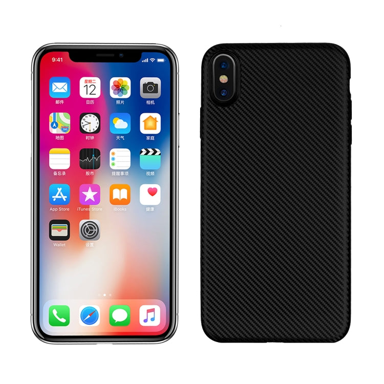For iPhone XS / X Carbon Fiber Texture Shockproof TPU Protective Case