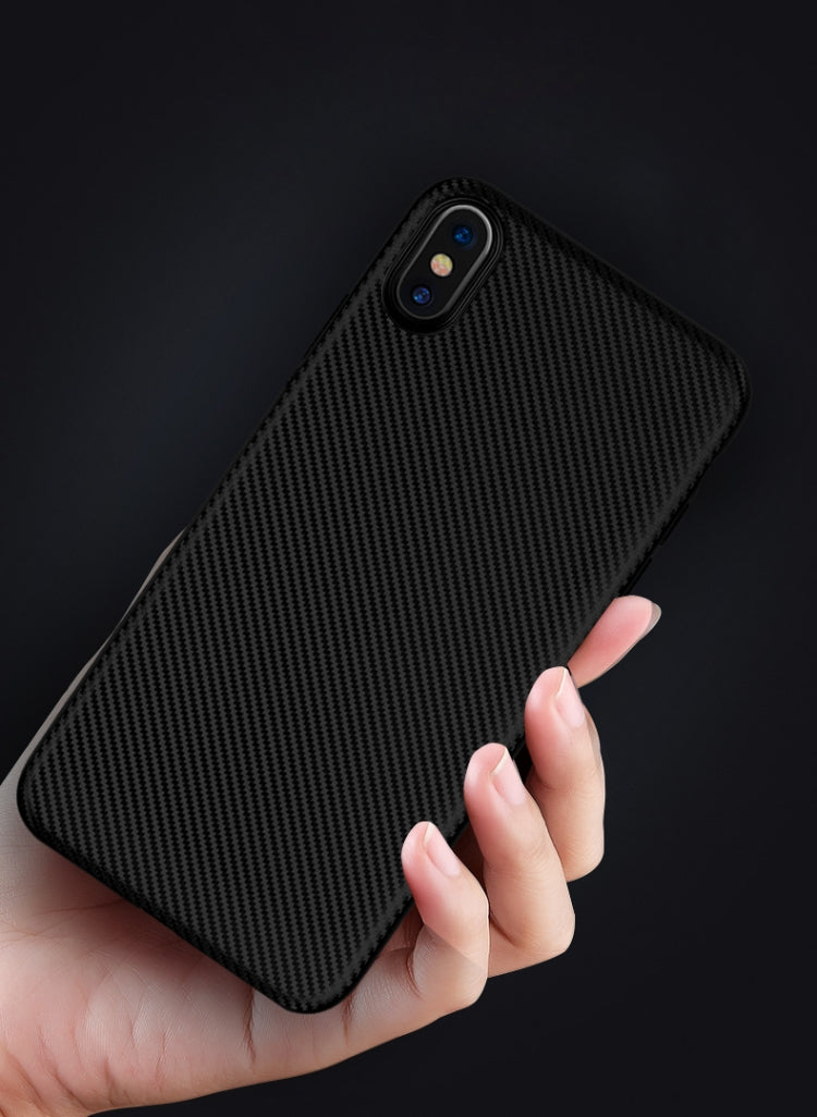 For iPhone XS Max Carbon Fiber Texture Shockproof TPU Protective Case