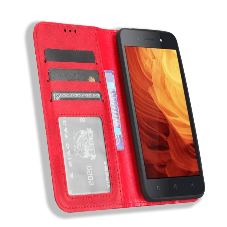 For Itel A18 Magnetic Buckle Retro Texture Leather Phone Case