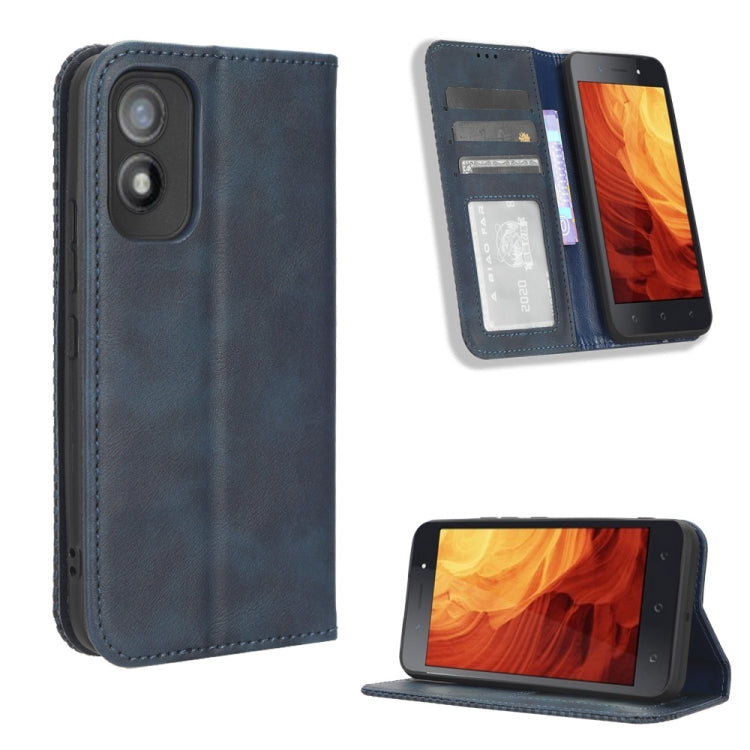 For Itel A18 Magnetic Buckle Retro Texture Leather Phone Case