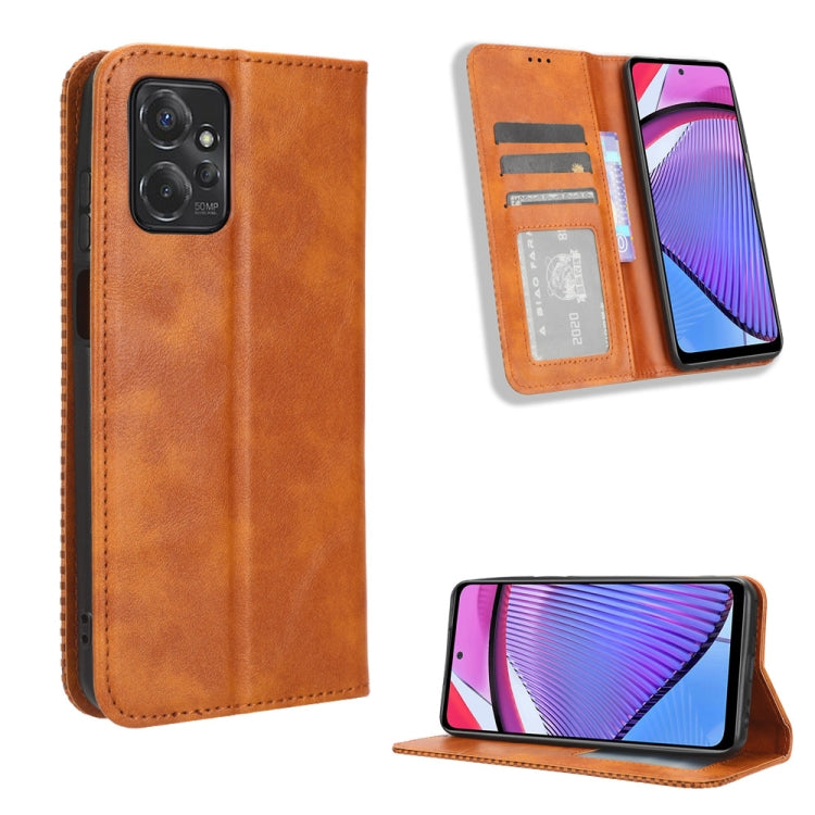 For Motorola Moto G Power 2023 Magnetic Buckle Retro Texture Leather Phone Case