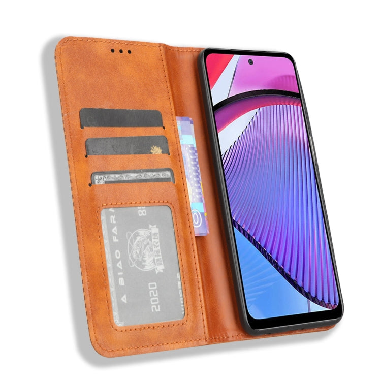 For Motorola Moto G Power 2023 Magnetic Buckle Retro Texture Leather Phone Case