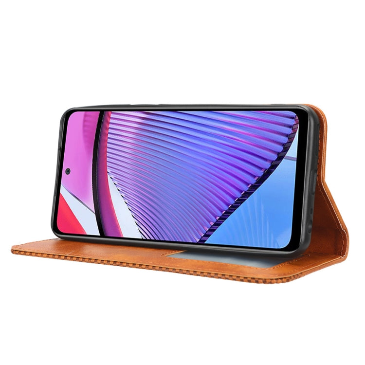 For Motorola Moto G Power 2023 Magnetic Buckle Retro Texture Leather Phone Case