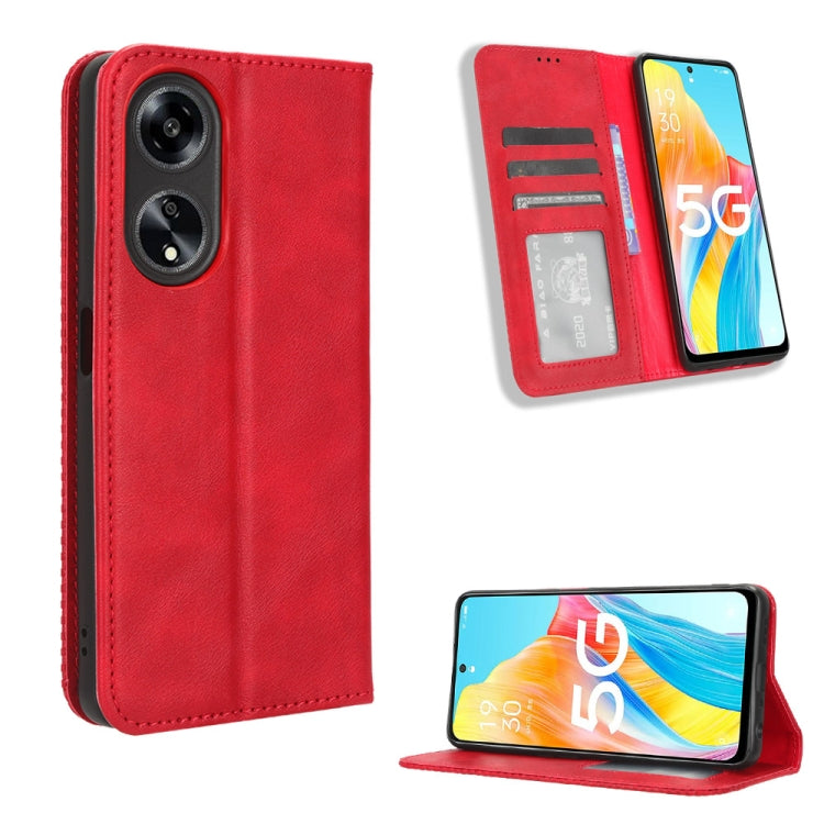 For OPPO A1 5G Magnetic Buckle Retro Texture Leather Phone Case