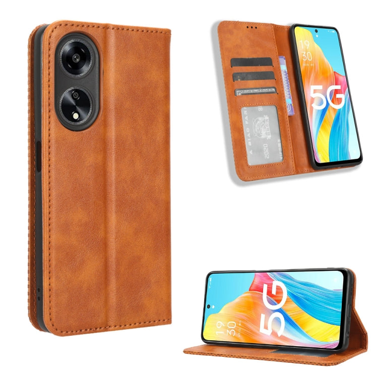 For OPPO A1 5G Magnetic Buckle Retro Texture Leather Phone Case