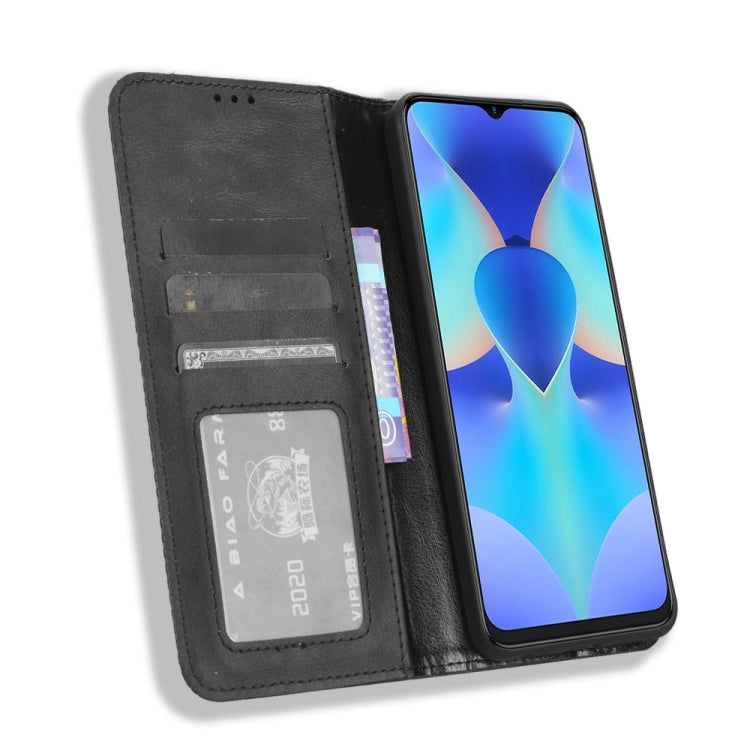 For Tecno Spark 10 4G Magnetic Buckle Retro Texture Leather Phone Case