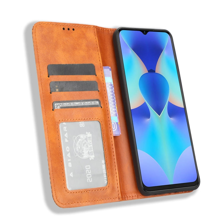 For Tecno Spark 10 4G Magnetic Buckle Retro Texture Leather Phone Case