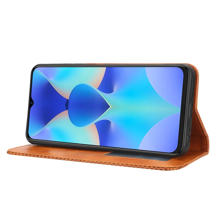 For Tecno Spark 10 4G Magnetic Buckle Retro Texture Leather Phone Case