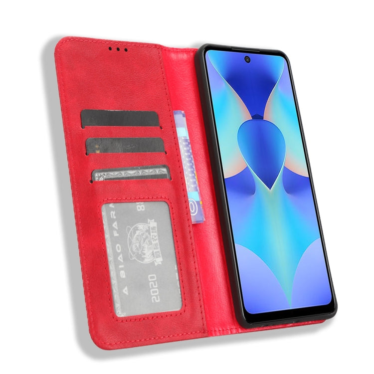 For Tecno Spark 10 Pro / K17 Magnetic Buckle Retro Texture Leather Phone Case