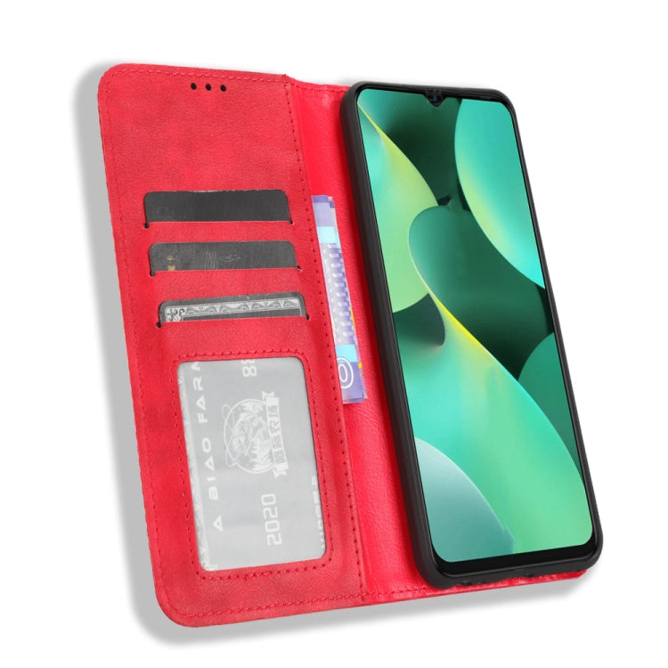 For Tecno Spark 10C Magnetic Buckle Retro Texture Leather Phone Case