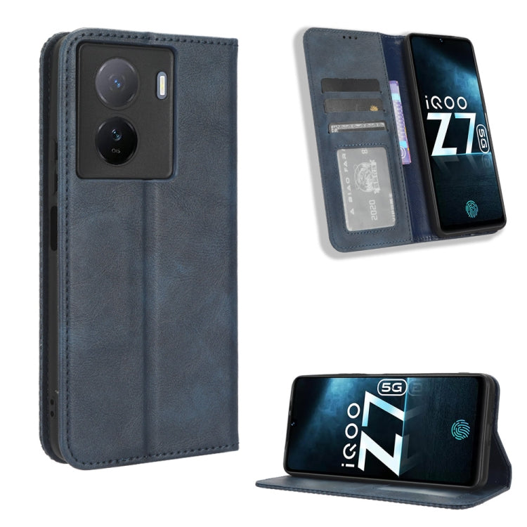 For vivo iQOO Z7x Magnetic Buckle Retro Texture Leather Phone Case