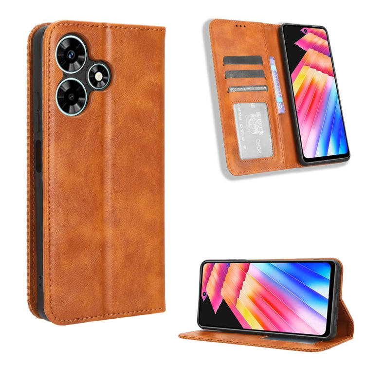 For Infinix Hot 30i / 30i NFC Magnetic Buckle Retro Texture Leather Phone Case