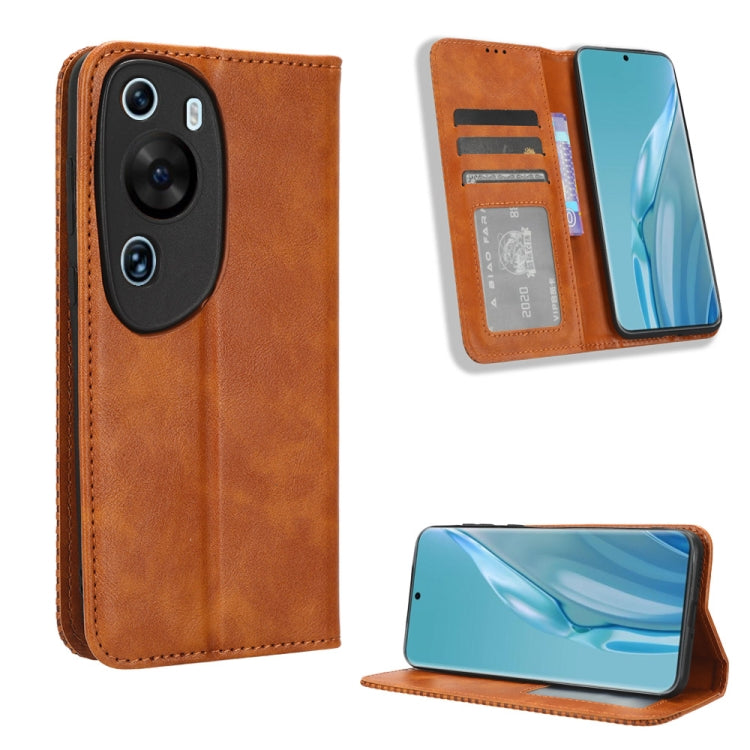 For Huawei P60 Art Magnetic Buckle Retro Texture Leather Phone Case