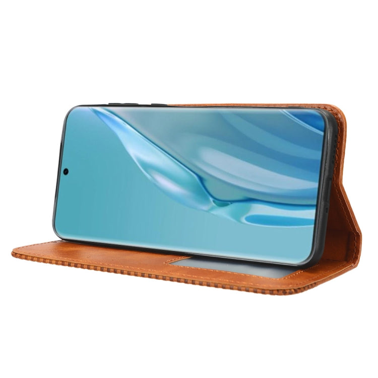 For Huawei P60 Art Magnetic Buckle Retro Texture Leather Phone Case