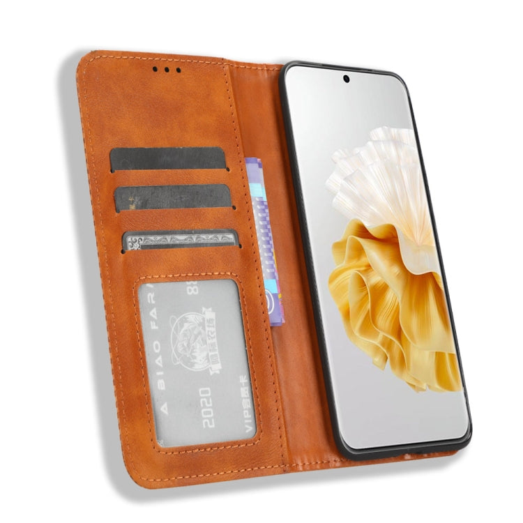 For Huawei P60 / P60 Pro Magnetic Buckle Retro Texture Leather Phone Case