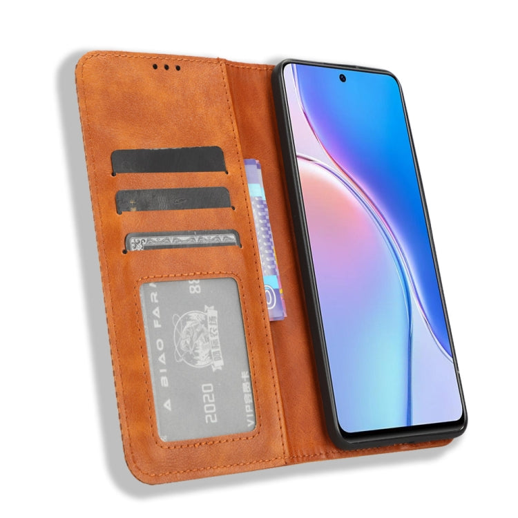 For Huawei Maimang 20 Magnetic Buckle Retro Texture Leather Phone Case