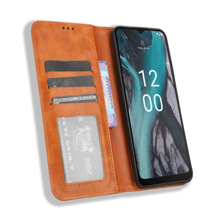 For Nokia C22 Magnetic Buckle Retro Texture Leather Phone Case