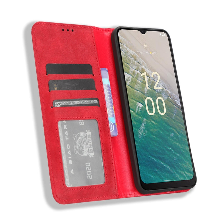 For Nokia C32 4G Magnetic Buckle Retro Texture Leather Phone Case