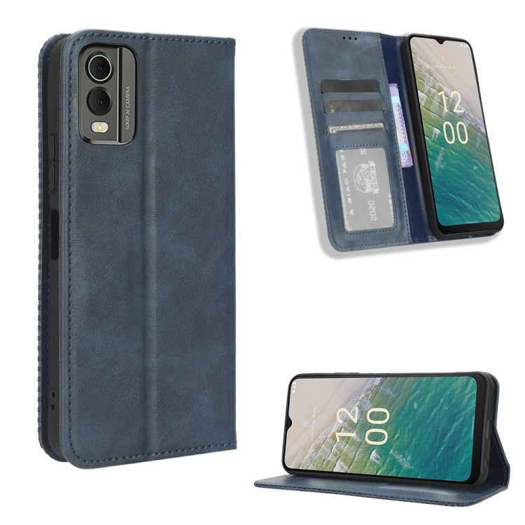 For Nokia C32 4G Magnetic Buckle Retro Texture Leather Phone Case