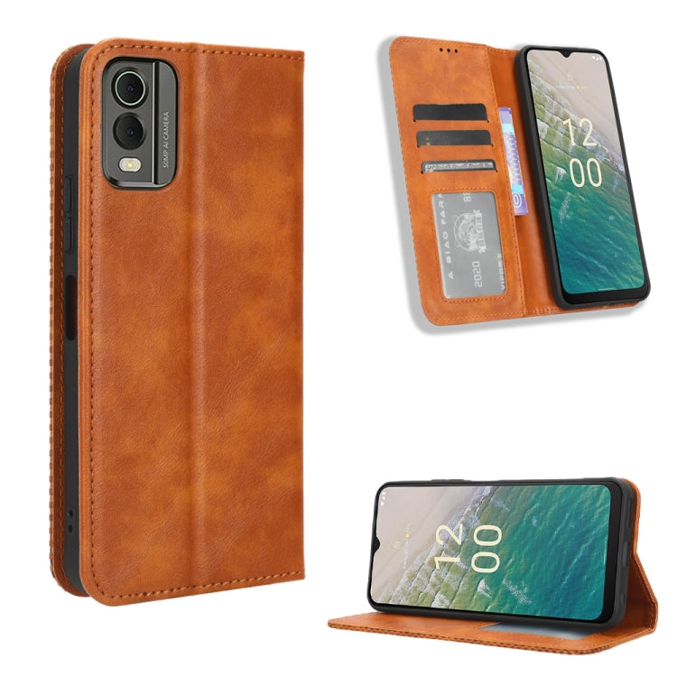 For Nokia C32 4G Magnetic Buckle Retro Texture Leather Phone Case