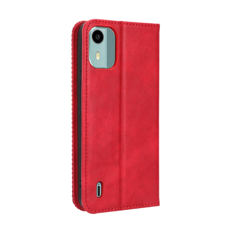 For Nokia C12 Magnetic Buckle Retro Texture Leather Phone Case