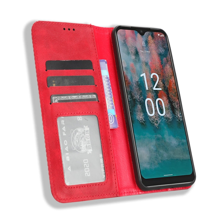 For Nokia C12 Magnetic Buckle Retro Texture Leather Phone Case