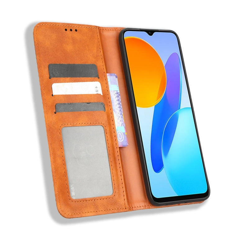 For Honor 70 Lite / X6 4G Magnetic Buckle Retro Texture Leather Phone Case