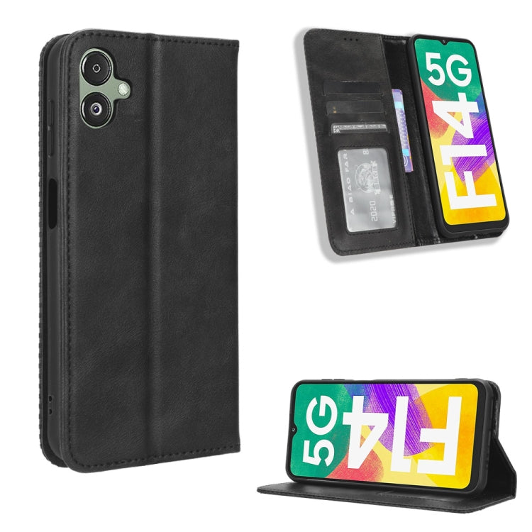 For Samsung Galaxy F14 Global Magnetic Buckle Retro Texture Leather Phone Case