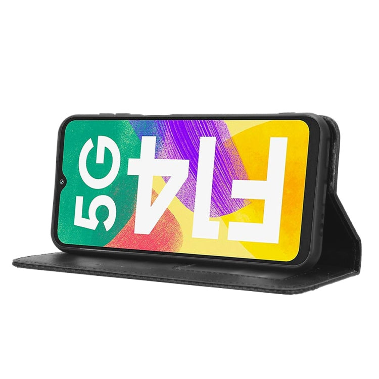 For Samsung Galaxy F14 Global Magnetic Buckle Retro Texture Leather Phone Case