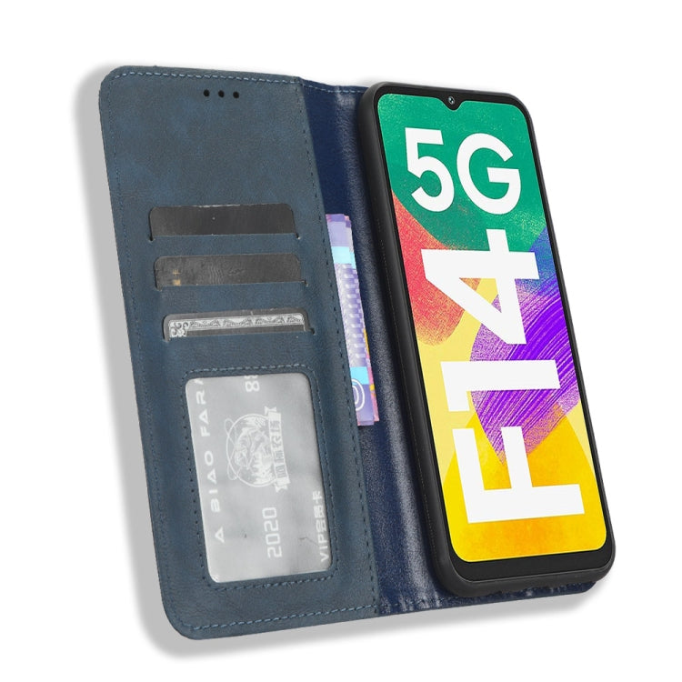 For Samsung Galaxy F14 Global Magnetic Buckle Retro Texture Leather Phone Case