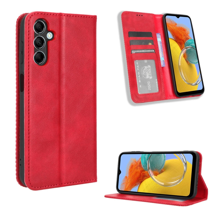 For Samsung Galaxy M14 5G Magnetic Buckle Retro Texture Leather Phone Case
