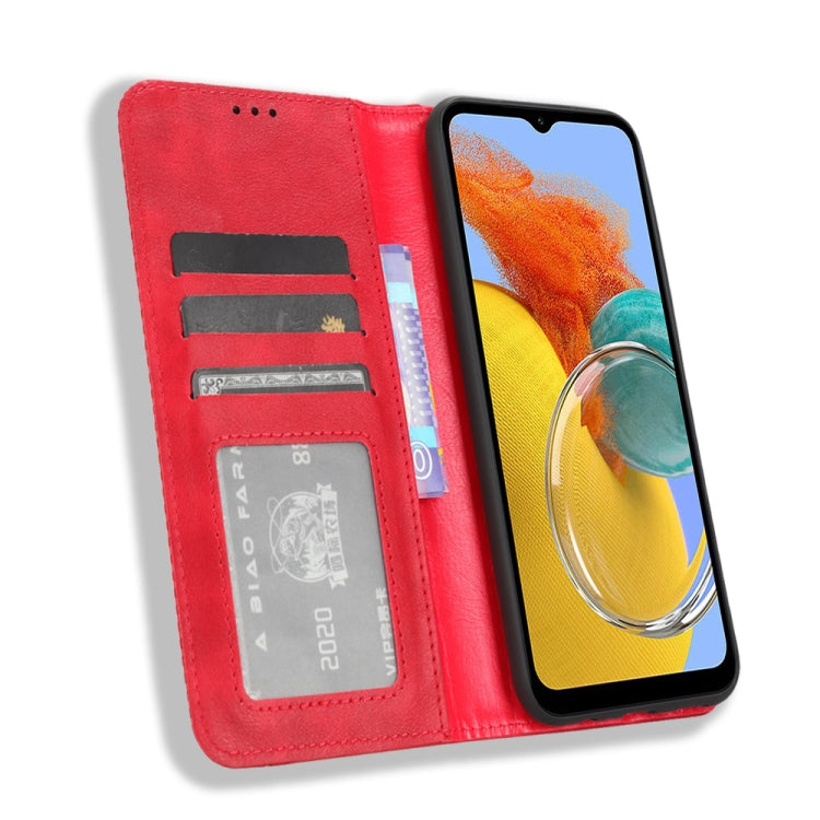 For Samsung Galaxy M14 5G Magnetic Buckle Retro Texture Leather Phone Case
