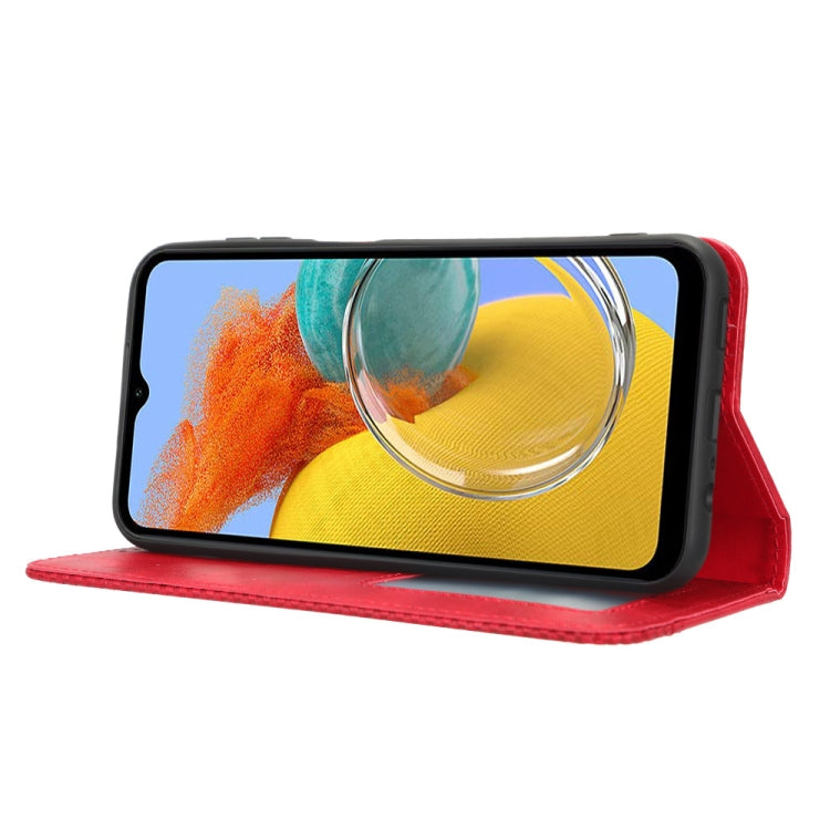 For Samsung Galaxy M14 5G Magnetic Buckle Retro Texture Leather Phone Case