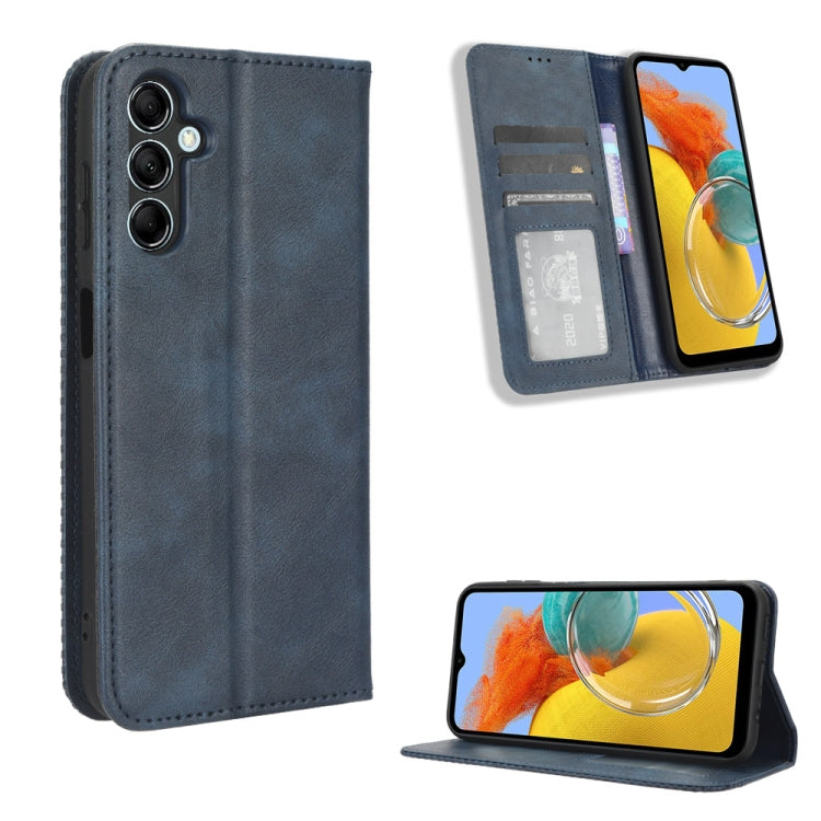 For Samsung Galaxy M14 5G Magnetic Buckle Retro Texture Leather Phone Case