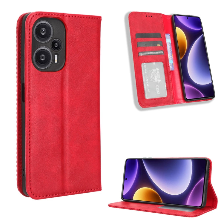 For Xiaomi Redmi Note 12 Turbo 5G Magnetic Buckle Retro Texture Leather Phone Case