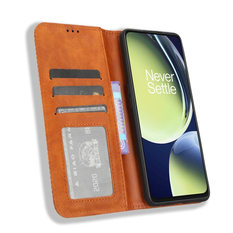 For OnePlus Nord CE 3 Lite Magnetic Buckle Retro Texture Leather Phone Case