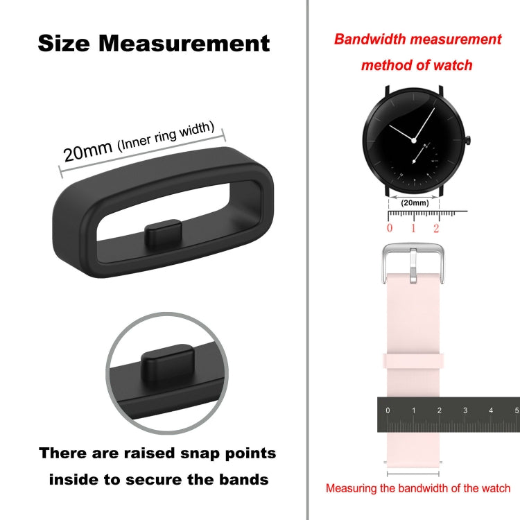 20mm 10pcs Universal Watch Band Fixed Silicone Ring Safety Buckle