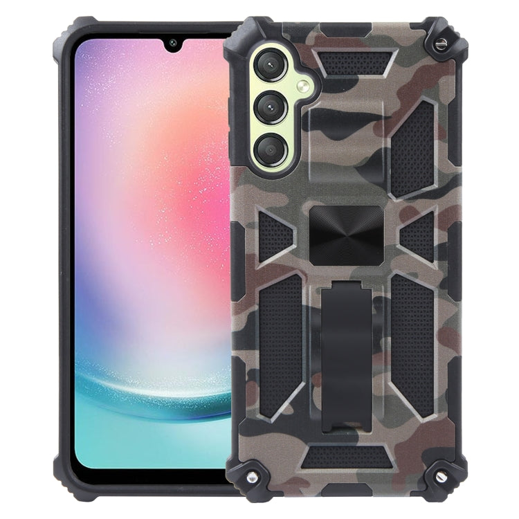 For Samsung Galaxy A24 4G Camouflage Armor Kickstand TPU + PC Magnetic Phone Case