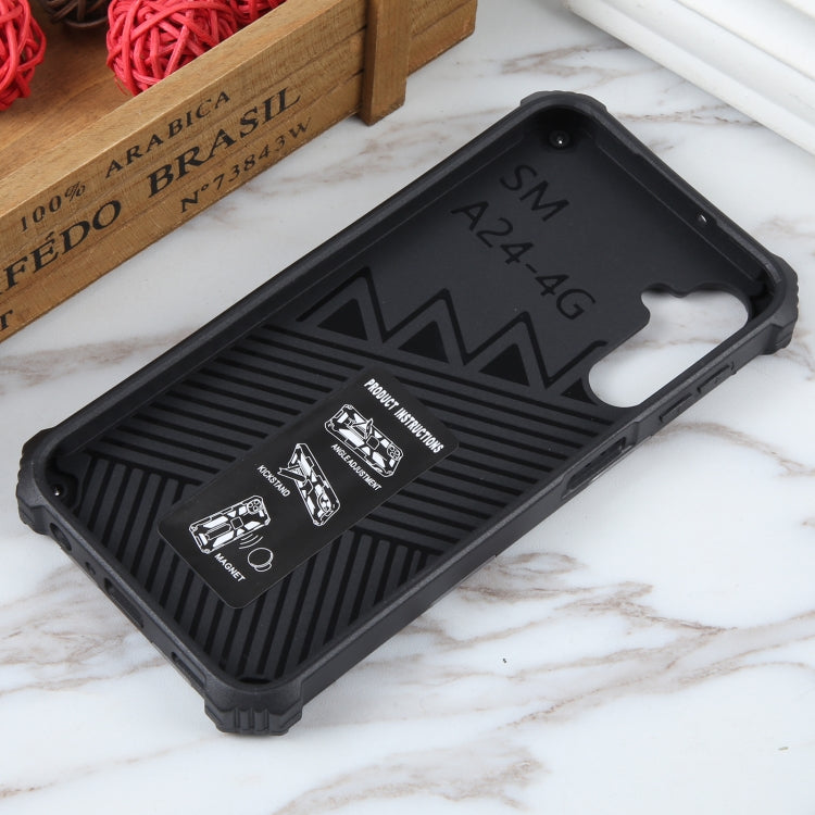 For Samsung Galaxy A24 4G Camouflage Armor Kickstand TPU + PC Magnetic Phone Case