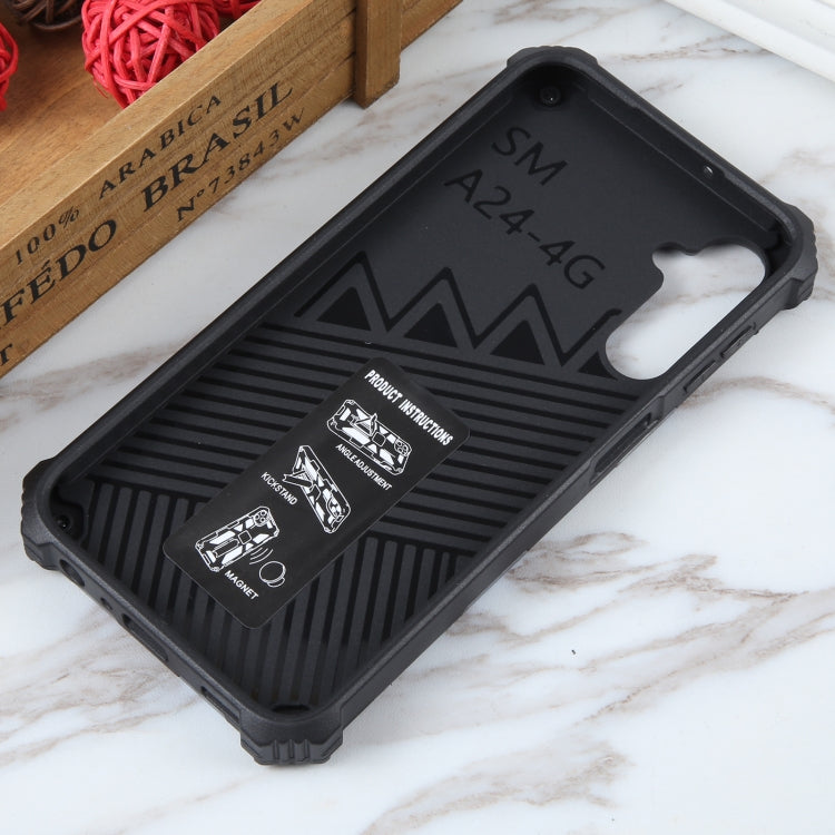 For Samsung Galaxy A24 4G Camouflage Armor Kickstand TPU + PC Magnetic Phone Case