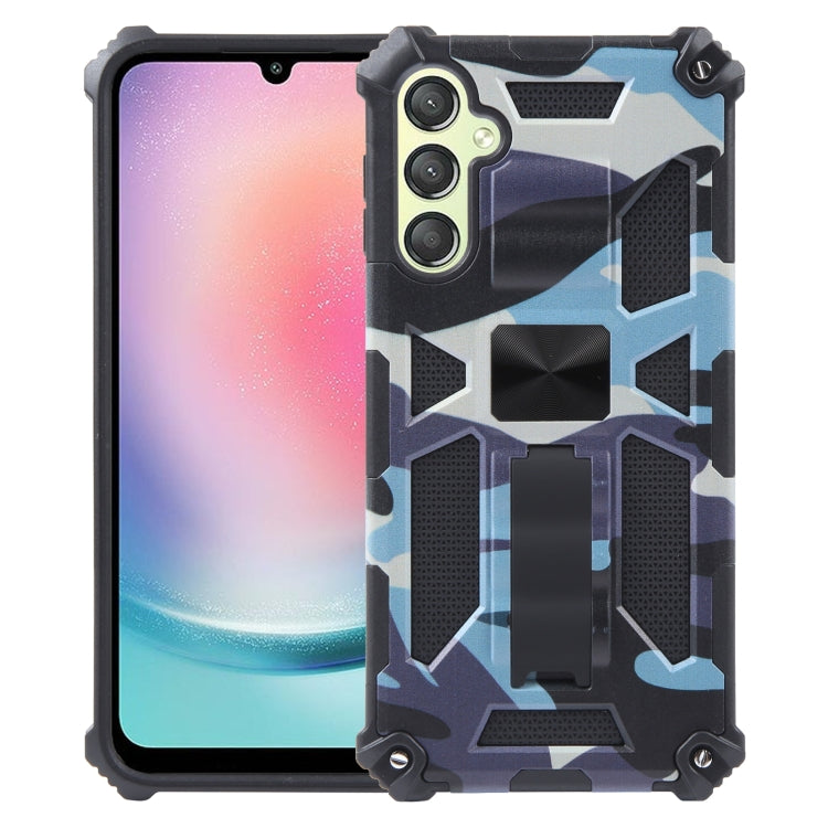 For Samsung Galaxy A24 4G Camouflage Armor Kickstand TPU + PC Magnetic Phone Case