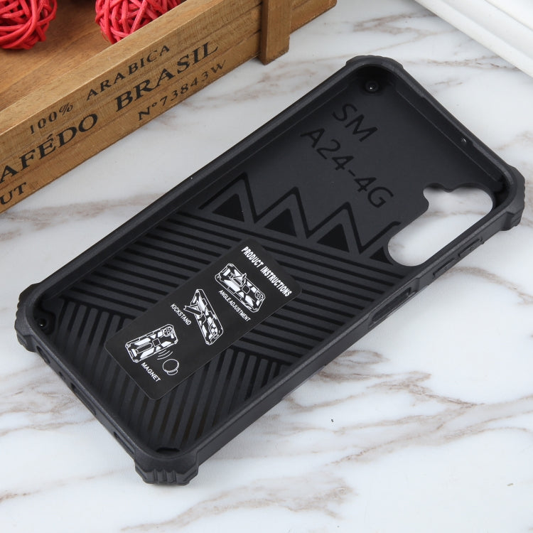 For Samsung Galaxy A24 4G Camouflage Armor Kickstand TPU + PC Magnetic Phone Case